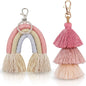 Boho Rainbow Keychains Pom Pom Tassel Macrame Set For Women