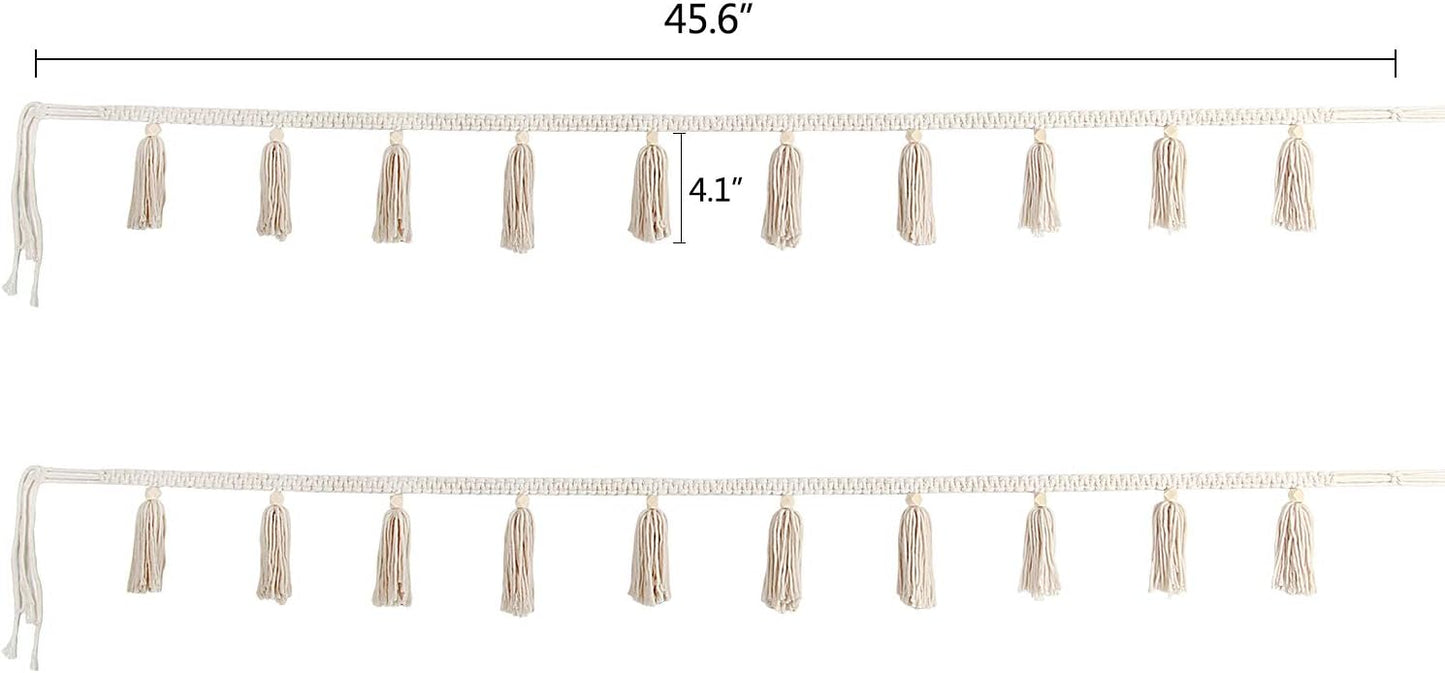 2 Pack Tassel Garland with Wood Beads - Boho Decor