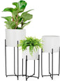 Set of 3 Modern Mid Century Planters with Metal Stands