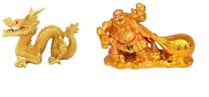 Feng Shui Dragon & Buddha Combo - Luck & Wealth Decor