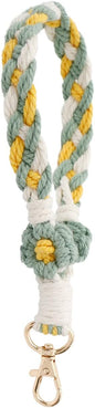 Cute Green Macrame Keychain - Boho Flower Wristlet for Women