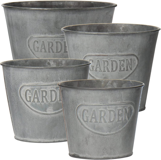 Galvanized Tin Planter Set - Farmhouse Decor (Set of 4)