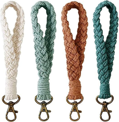 Boho Macrame Wristlet Keychain Car Key Holder