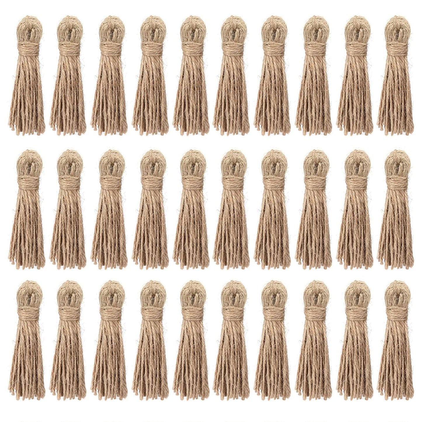 30 Natural Jute Tassels for DIY Crafts (2.83in)