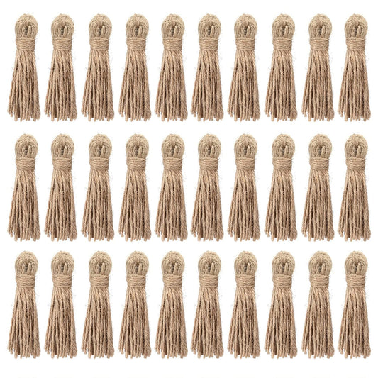 30 Natural Jute Tassels for DIY Crafts (2.83in)