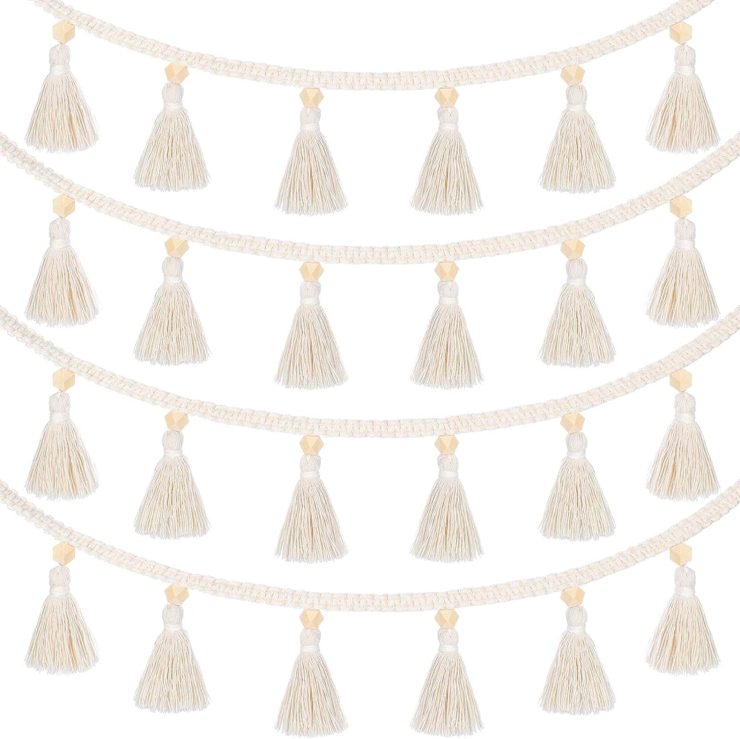 Boho Macrame Tassel Garland | Home & Party Decor (4 Pieces)