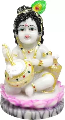 Baal Krishna Marble Dust Statue For Home Decor