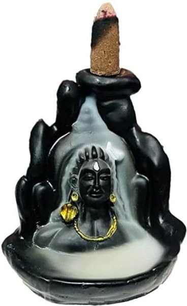 Adiyogi Shiva Statue with Incense Holder - Mandir Decor + 10 Free Cones