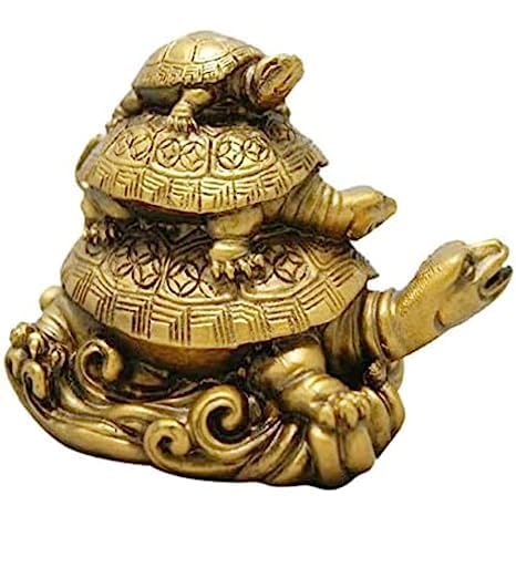 Feng Shui Triple Tortoise Statue - Protection, Luck, Wealth Décor