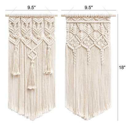 2 Pcs Boho Chic Macrame Wall Hanging: Geometric Art Decor