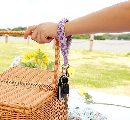 Boho Macrame Keychain Bracelet For Women Handmade Keyring Holder