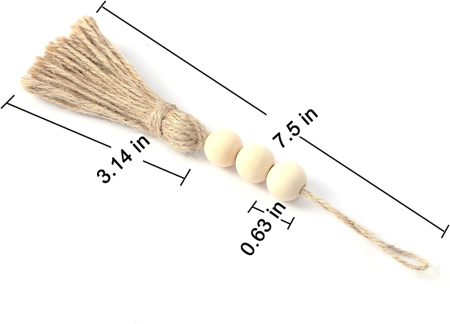 20-Pack Jute Tassel & Wood Bead DIY Craft Kit