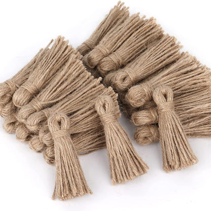 30 Natural Jute Tassels for DIY Crafts (2.83in)