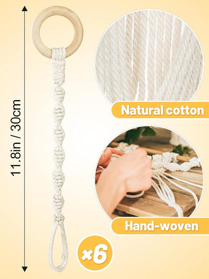 6-Pack Macrame Plant Hanger Extenders - Durable Handmade Woven Rope