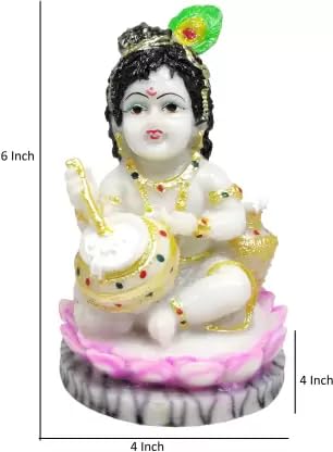 Baal Krishna Marble Dust Statue For Home Decor