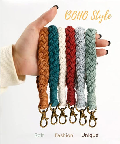 Macrame Keychain Wrist Lanyard - Boho Wristlet Lanyards for Women