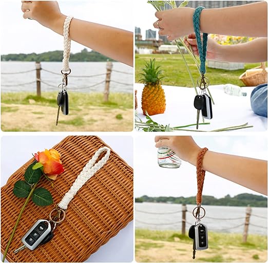 Boho Macrame Wristlet Keychain Car Key Holder