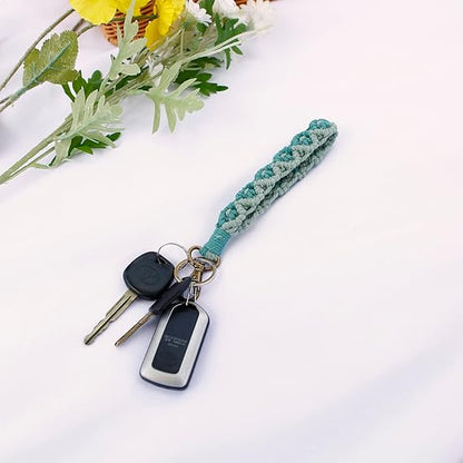 Boho Macrame Keychain Bracelet For Women Handmade Keyring Holder