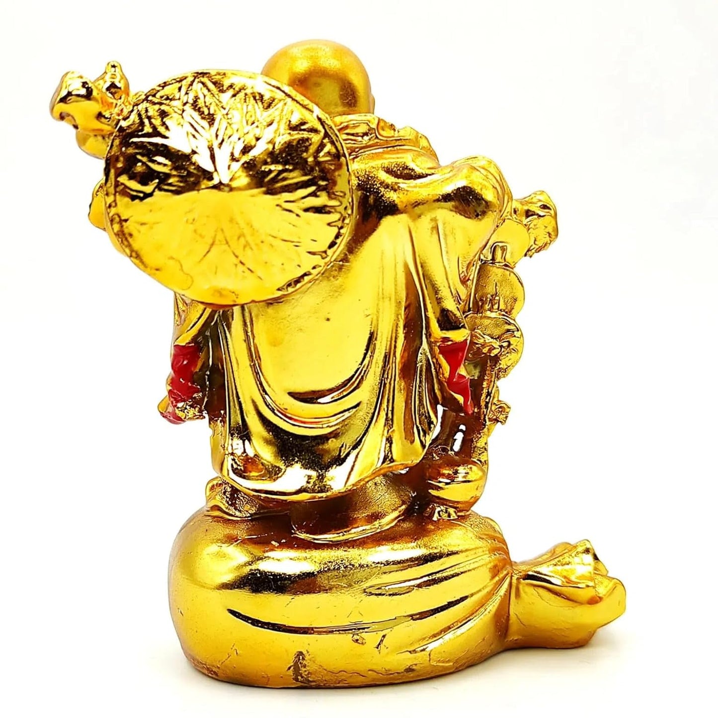 Laughing Buddha Statue 4.5 inch - On Money Bag - Good Luck & Health Decor