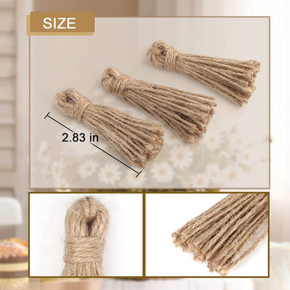 30 Natural Jute Tassels for DIY Crafts (2.83in)