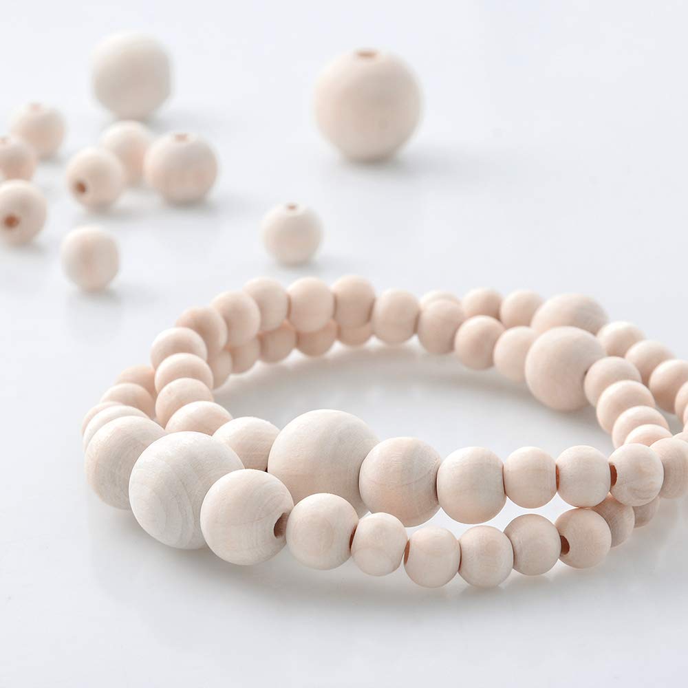 Natural Wood Beads - Round Spacer Beads for DIY Crafts