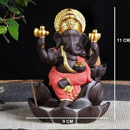 Lord Ganesha Statue, Incense Holder - Home/Office Decor + 10 Cones Free