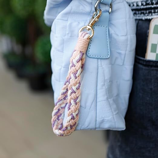 Macrame Keychain Boho Handmade Wristlet Keychain Lanyard for Women