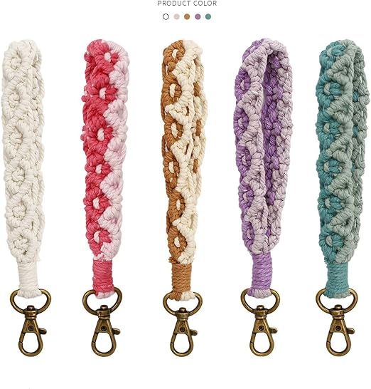 Boho Macrame Keychain Bracelet For Women Handmade Keyring Holder