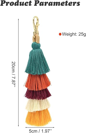 Colorful Boho Pom Bag Charm Tassel Keychain