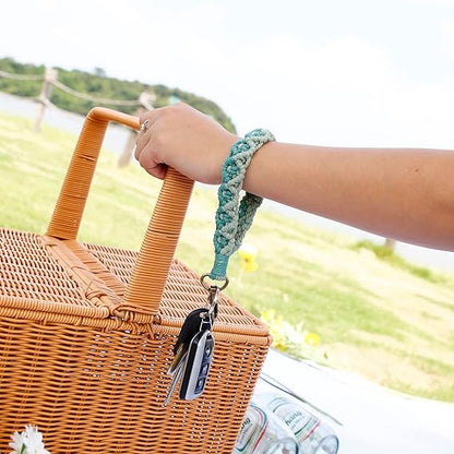 Boho Macrame Keychain Bracelet For Women Handmade Keyring Holder