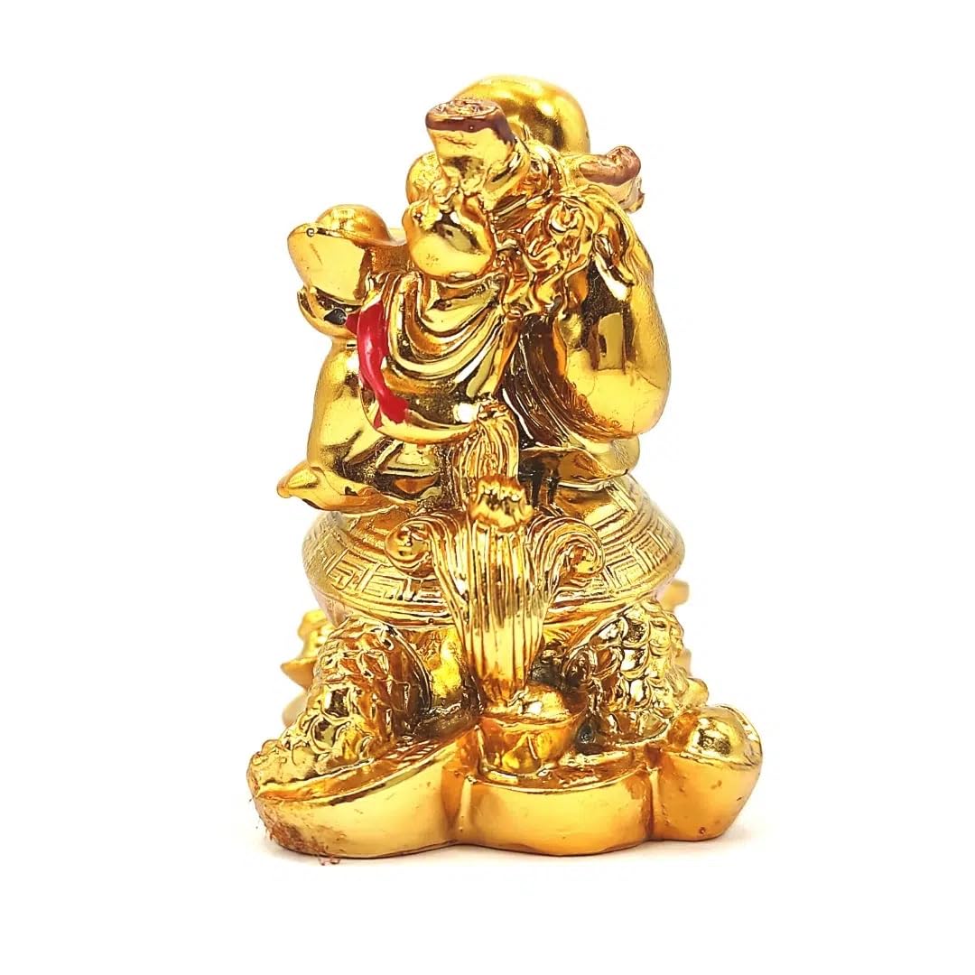 Laughing Buddha on Dragon Turtle - Feng Shui Decor for Luck & Health