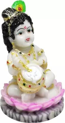 Baal Krishna Marble Dust Statue For Home Decor