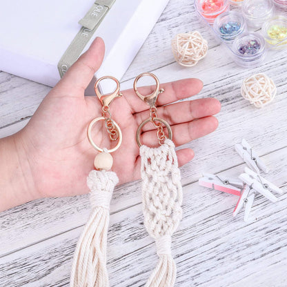 8 Pieces Mini Macrame Keychains Boho Bag Tassels