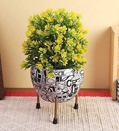 Alphabet 1 Printed Plant Pot with Metal Stand