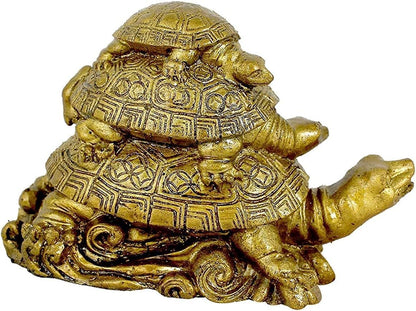 Feng Shui Triple Tortoise & Coin Combo for Protection, Luck, Wealth