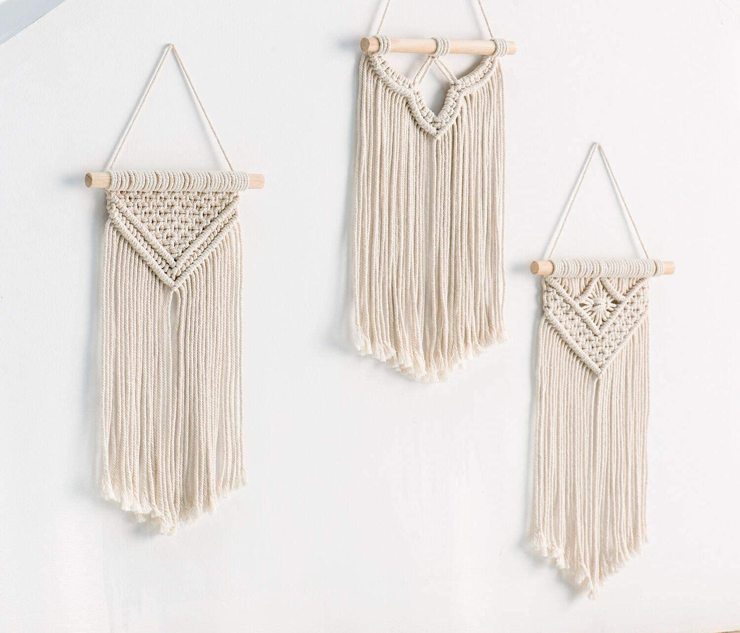 Boho Macrame Wall Hanging Set - 3 Piece Art Decor & Festival Gift