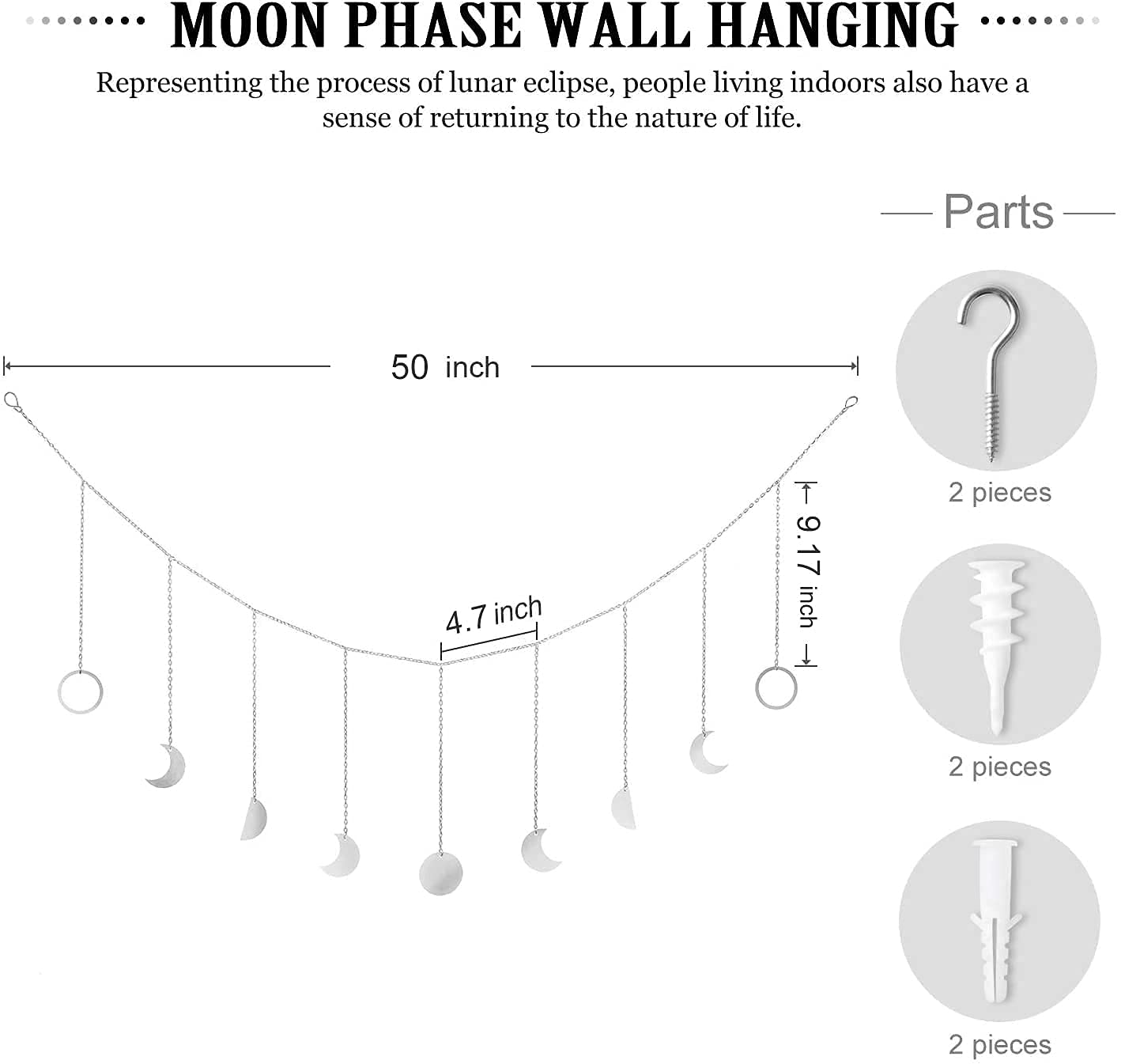 Boho Moon Phases Wall Decor - Bohemian Home Art