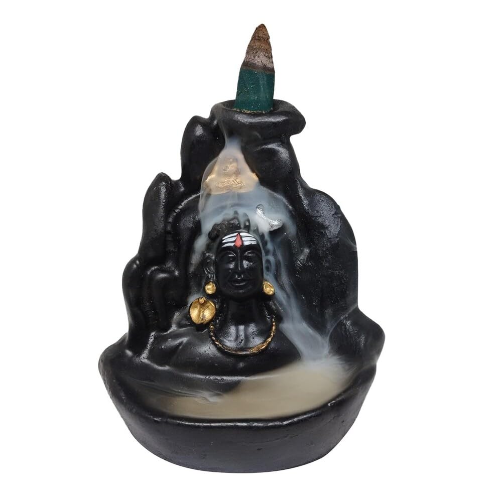 Adiyogi Shiva Statue with Incense Holder - Mandir Decor + 10 Free Cones