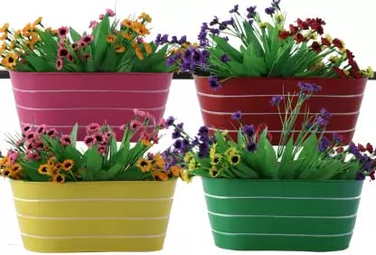 Metal Wall Hanging Flower Pots - Set of 5