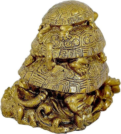 Feng Shui Triple Tortoise & Coin Combo for Protection, Luck, Wealth