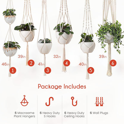 Macrame Indoor Plant Hanger Pack 6